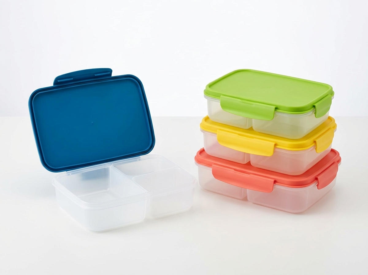 Modular 3-Section Nesting Bento Container Set (4-Pack)