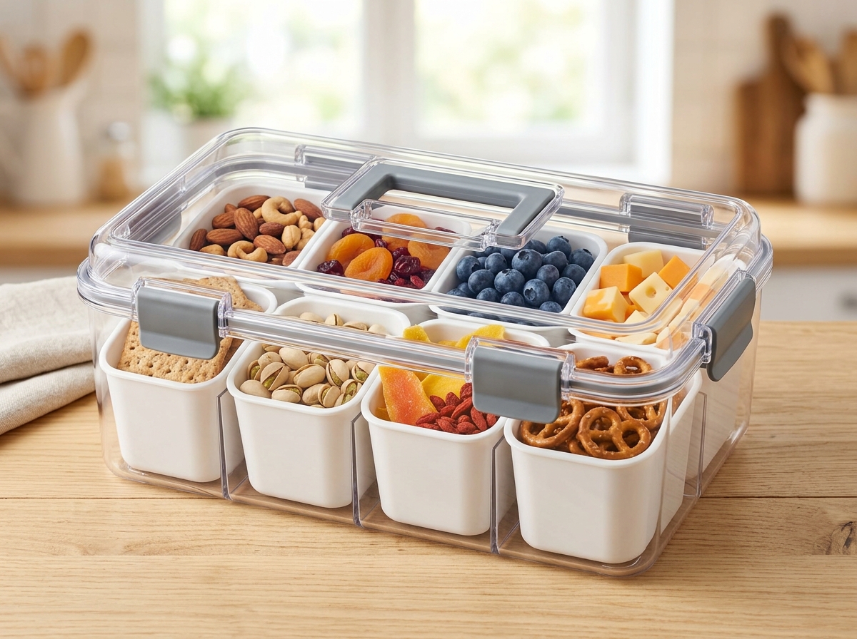 Viral 8-Compartment Snackle Box Grazing Organizer