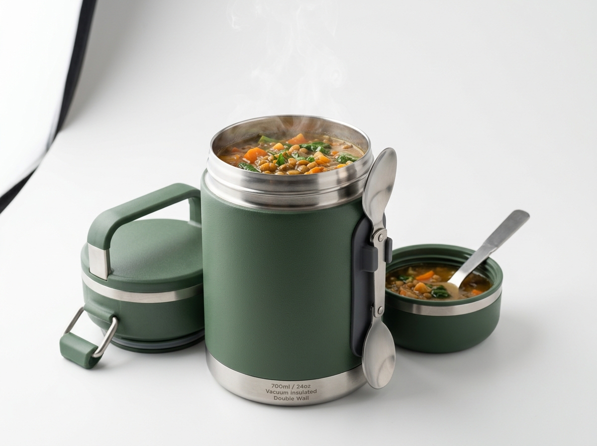 Vacuum Insulated Stainless Steel Food Jar with Spoon