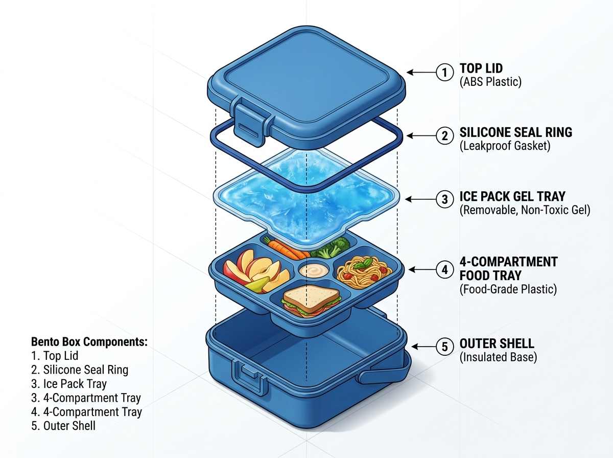 Simplified Japanese Partitioned Meal Prep Bento with Cutlery Niche (900ml)