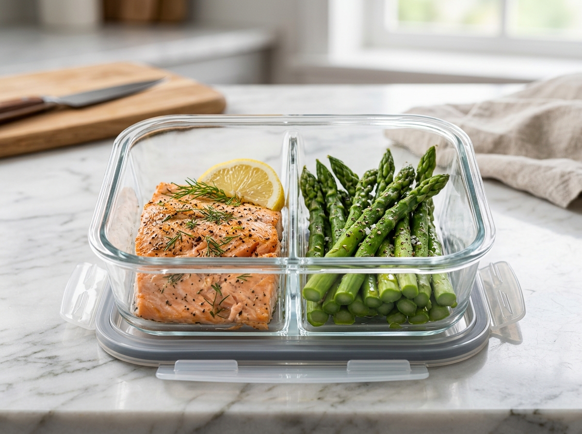 Dual-Compartment Glass Meal Prep Container (800ml)