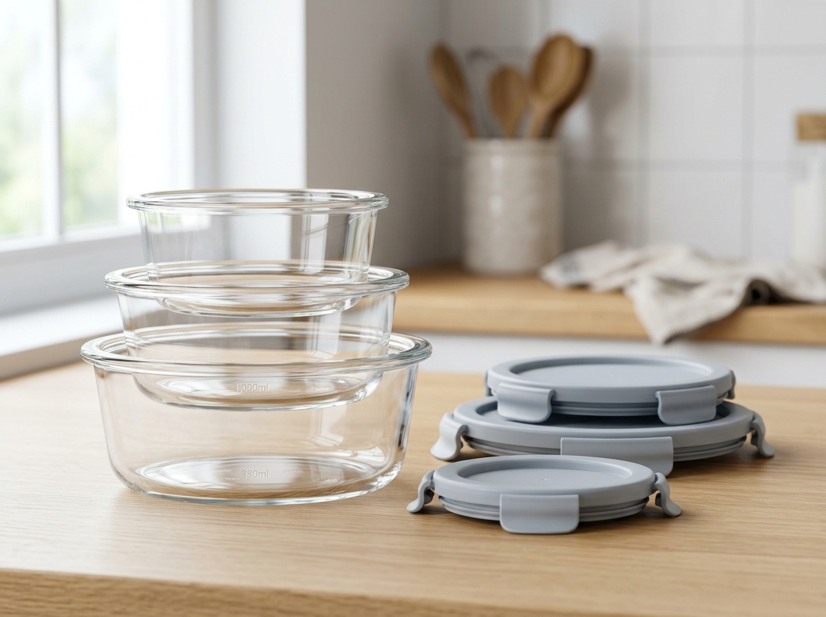 3-Piece Nesting Borosilicate Glass Food Storage Suite (380ml, 650ml, 1,000ml)