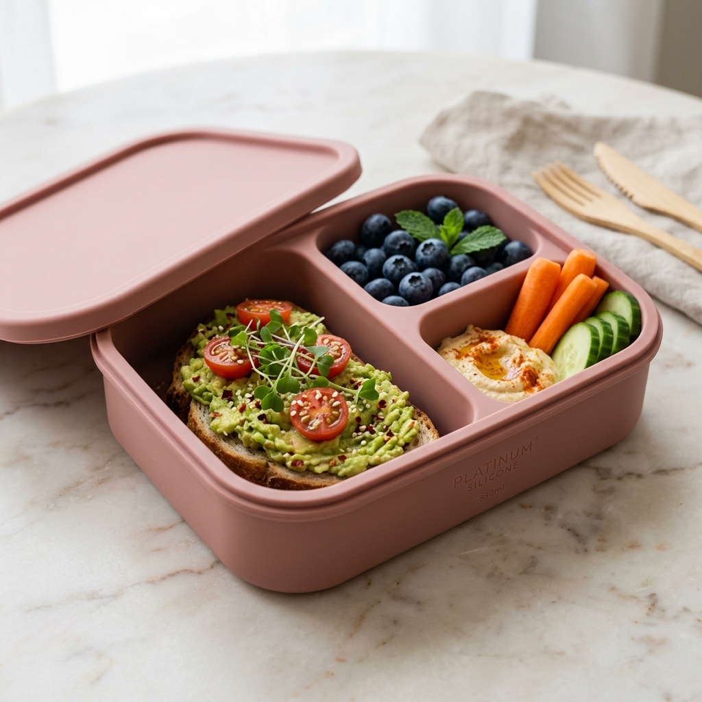 Platinum Silicone 3-Compartment Bento Box (850ml)
