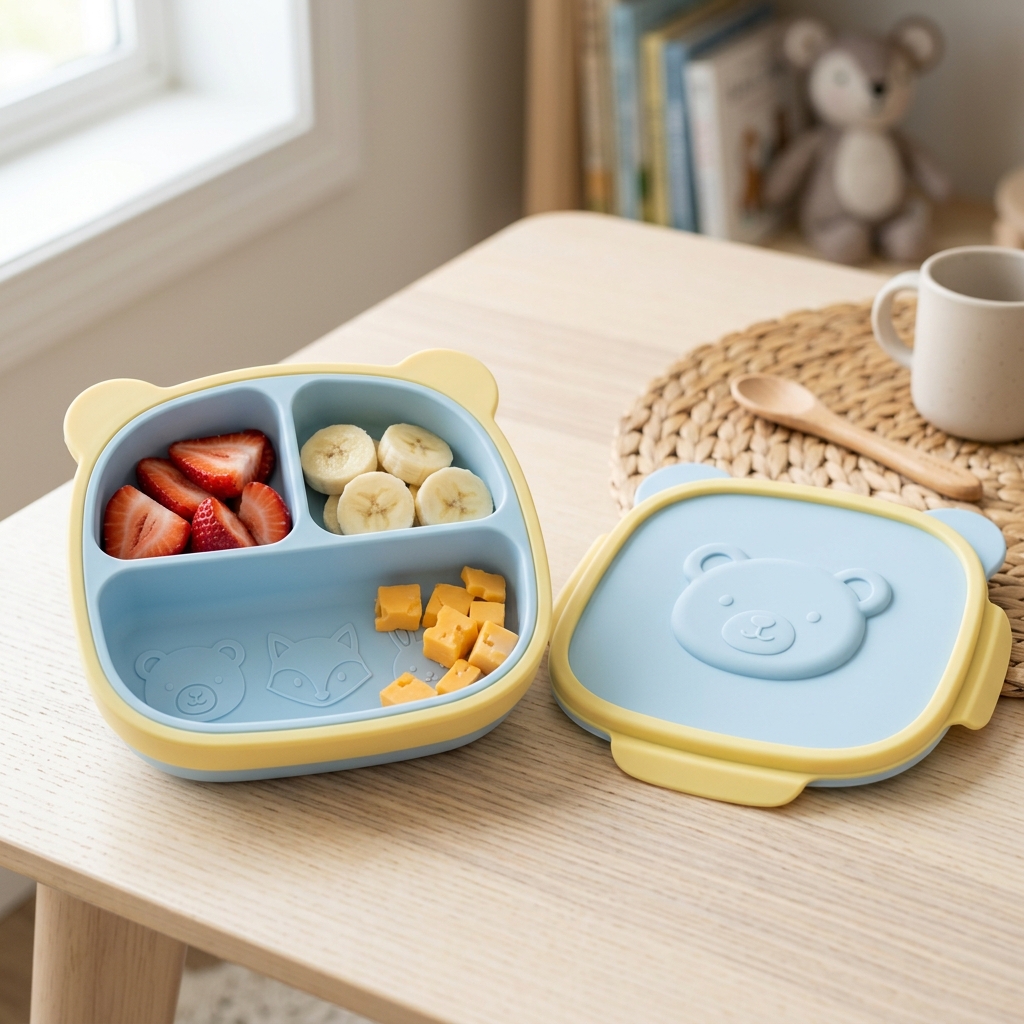 Platinum Silicone Drop-Proof Animal Divided Toddler Bento (650ml)