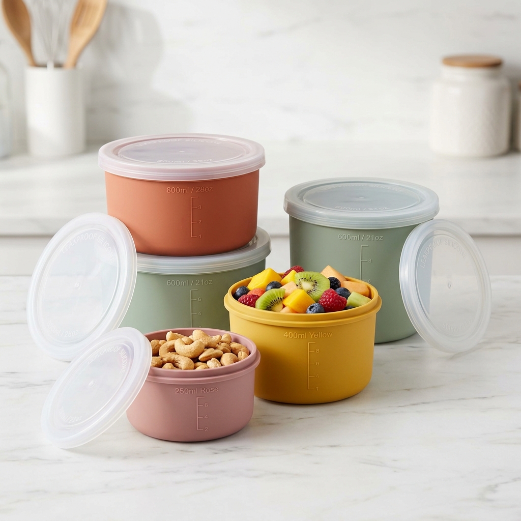 4-Pack Platinum Silicone Leakproof Meal Prep Deli Pods (250ml - 800ml)