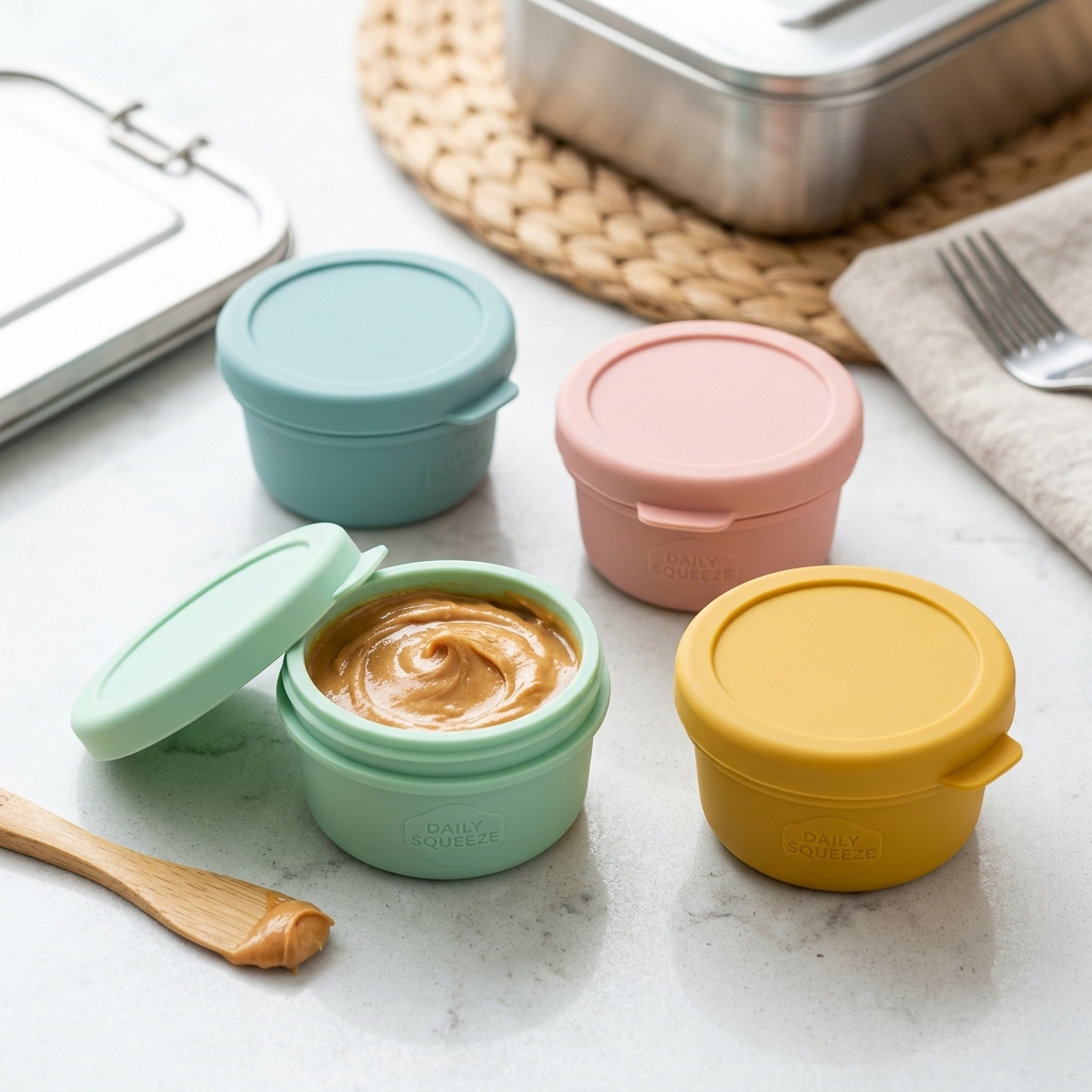 Leakproof Silicone Dip Sauce Pods with Animal Lids (3-Pack)