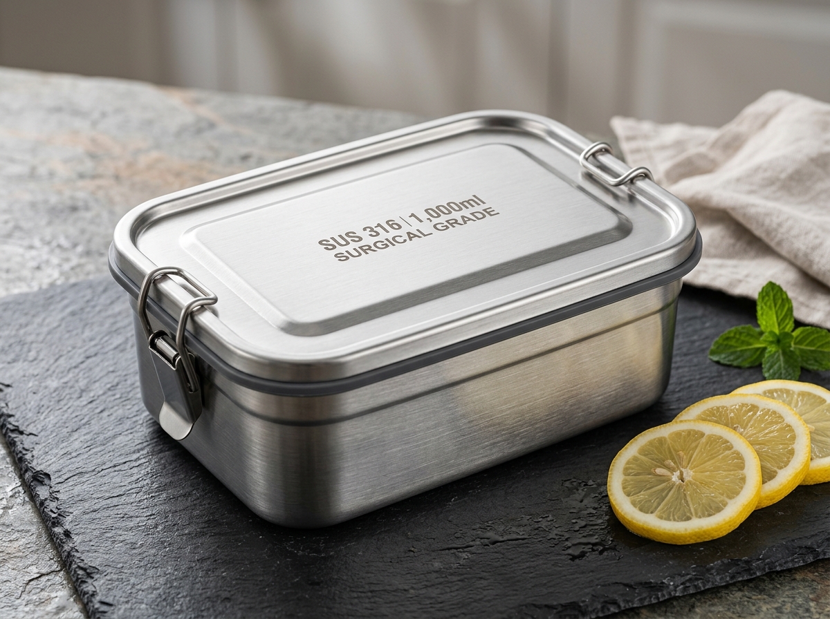 Medical-Grade SUS 316 Acid-Resistant Bento Box (1,000ml)