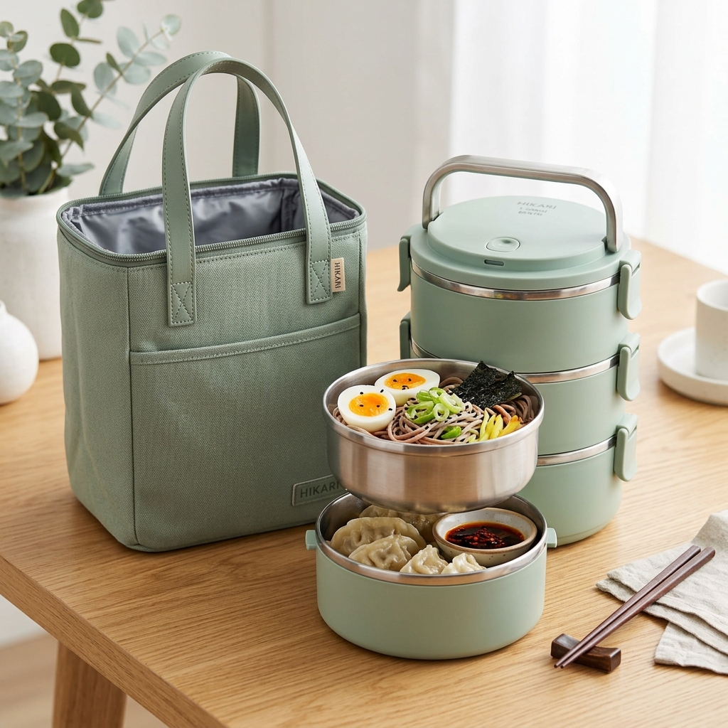 Japanese Style Thermal Bento Box with Insulated Bag (1,300ml)