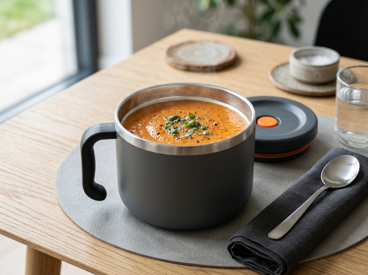Insulated Thermal Food Bowl with Grip Handle (600ml)