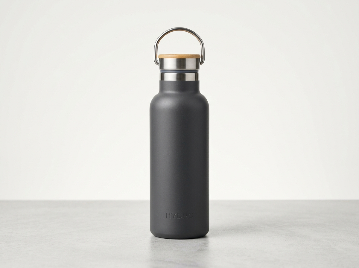 Double-Wall SUS 304 Thermal Vacuum Bottle with Bamboo Lid (500ml)