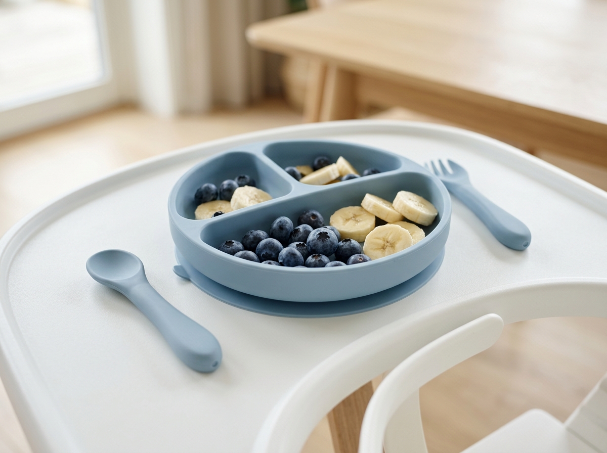 Silicone Toddler Suction Plate & Soft Safety Spoon Duo