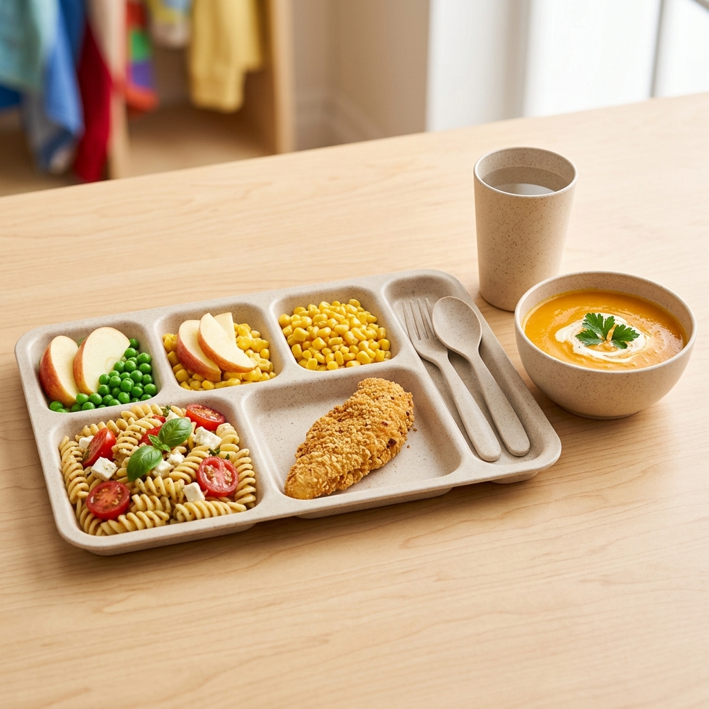 Wheat Straw 4-Piece School Cafeteria Meal Set